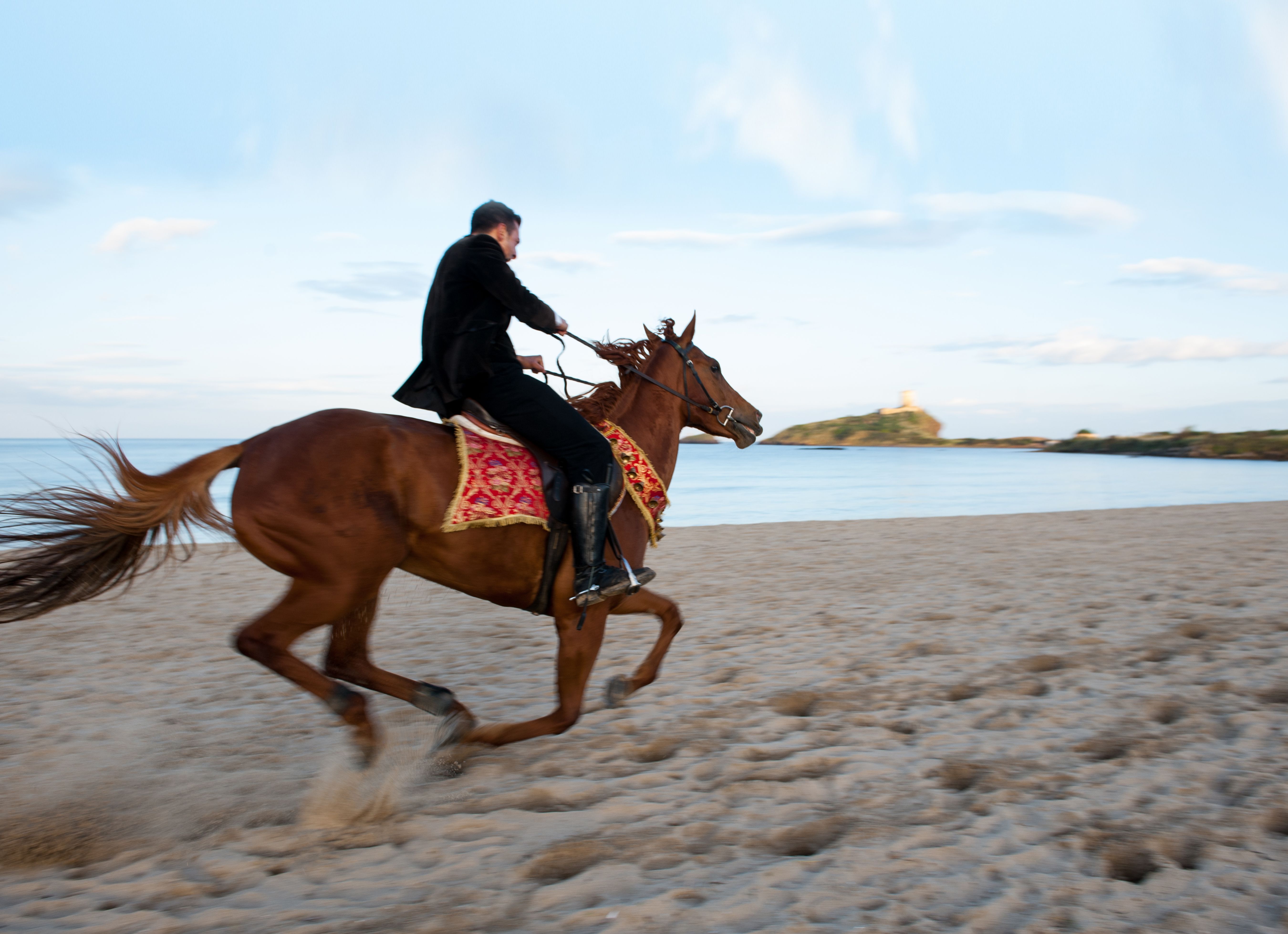 Cavallo al galoppo sulla spiaggia di Sant'Efisio, foto di Francesco Nonnoi